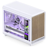 Jonsbo D33 Wood PC-Gehäuse, mATX, Tempered Glass - weiß, Holz