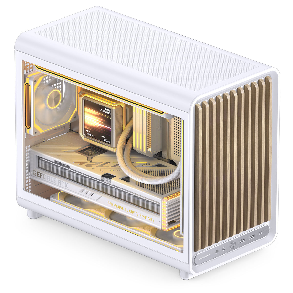 Jonsbo D33 Wood PC-Gehäuse, mATX, Tempered Glass - weiß, Holz
