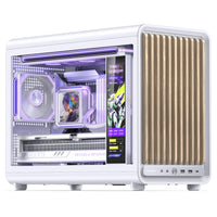 Jonsbo D33 Wood PC-Gehäuse, mATX, Tempered Glass - weiß, Holz