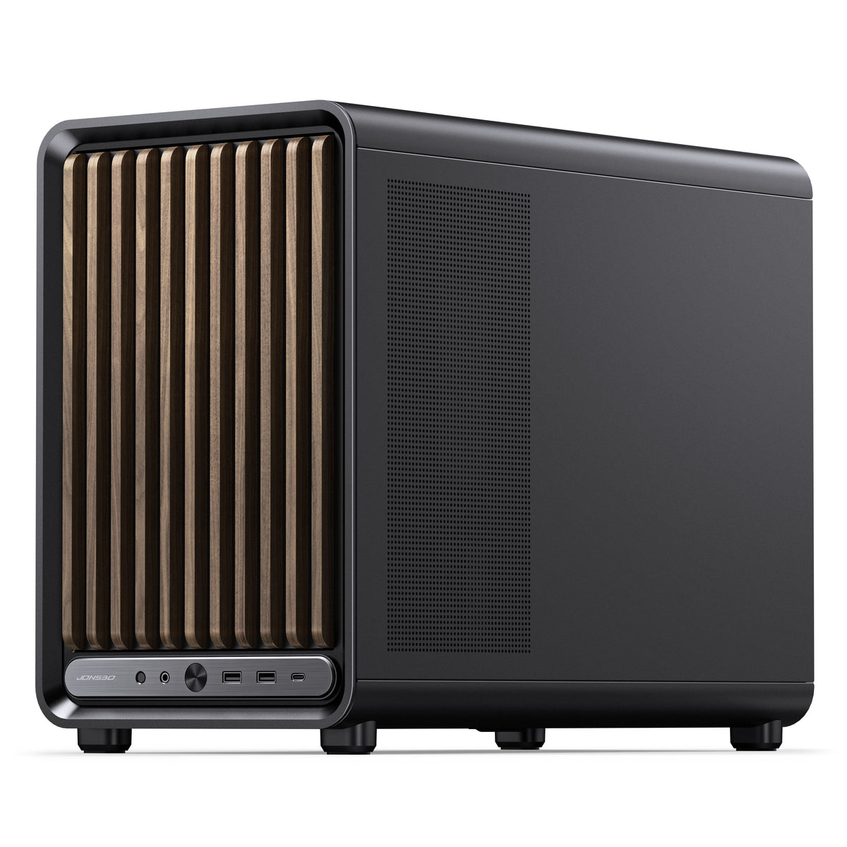 Jonsbo D33 Wood PC-Gehäuse, mATX, Tempered Glass - schwarz, Holz