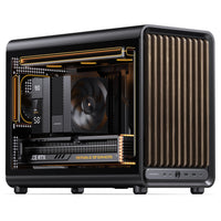 Jonsbo D33 Wood PC-Gehäuse, mATX, Tempered Glass - schwarz, Holz