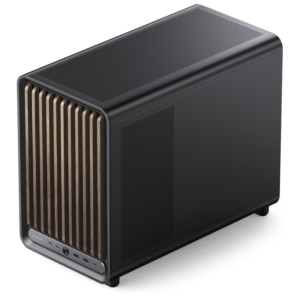 Jonsbo D33 Wood PC-Gehäuse, mATX, Tempered Glass - schwarz, Holz