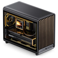Jonsbo D33 Wood PC-Gehäuse, mATX, Tempered Glass - schwarz, Holz