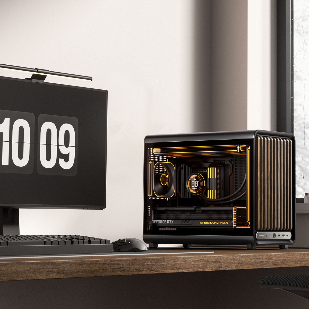 Jonsbo D33 Wood PC-Gehäuse, mATX, Tempered Glass - schwarz, Holz