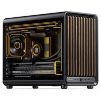 Jonsbo D33 Wood PC-Gehäuse, mATX, Tempered Glass - schwarz, Holz