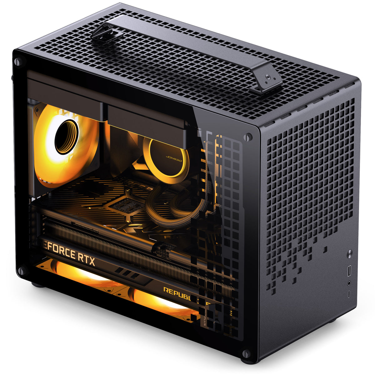 Jonsbo Jonsplus Z20 Micro ATX Desktop Black with Tempered Glass Side Panel and USB 3.2 Gen 2 Type-C, USB 3.2 Gen 1 Type-A
