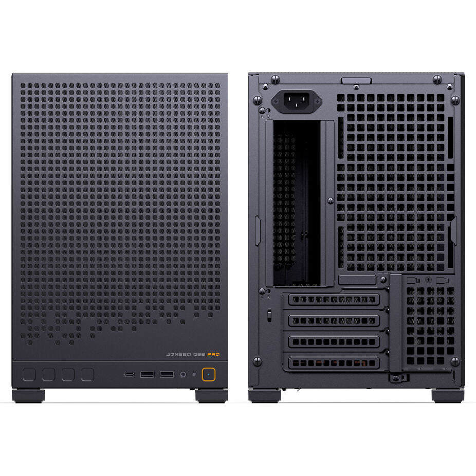 Jonsbo D32 PRO Micro ATX Desktop Black Tempered Glass Side Panel, USB 3.2 Gen 2 Type-C, USB 3.2 Gen 1 Type-A