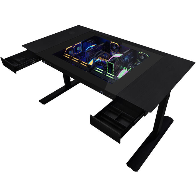 Lian Li DK07 Tischgehäuse, Dual-System-fähig, 2x E-ATX, höhenverstellbar - schwarz