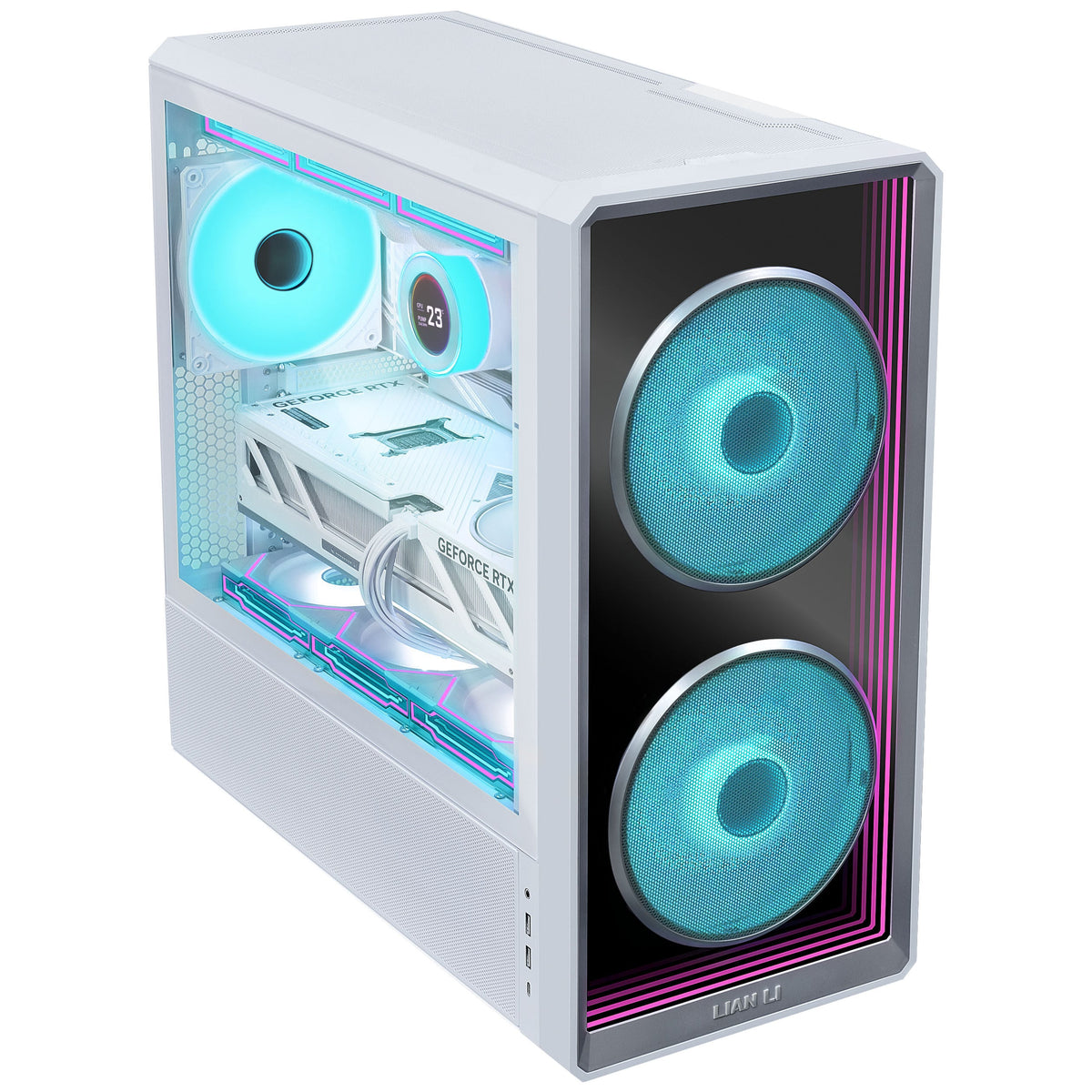 Lian Li LANCOOL 217 INF Infinity Mirror Computer Case, Mid-Tower ATX PC Case w/ 3 Pre-Installed Fans, 2x170mm ARGB Fans, 1x140mm, Front Mirror Glass Panel, Optimized Airflow - White (LANCOOL 217INFW)