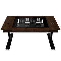 Lian Li DK07 Tischgehäuse Wood Edition, Dual-System-fähig, 2x E-ATX, höhenverstellbar - Walnuss, schwarz