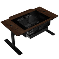 Lian Li DK07 Tischgehäuse Wood Edition, Dual-System-fähig, 2x E-ATX, höhenverstellbar - Walnuss, schwarz