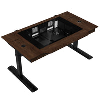 Lian Li DK07 Tischgehäuse Wood Edition, Dual-System-fähig, 2x E-ATX, höhenverstellbar - Walnuss, schwarz