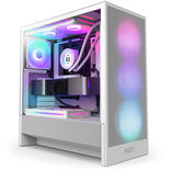 NZXT H5 Flow RGB (2024) ATX Mid Tower White Tempered Glass Side Panel with USB 3.2 Gen 2x2 Type-C and USB 3.2 Gen 1 Type-A