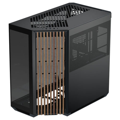 APNX V1 PC-Gehäuse, Midi-Tower, ATX, Tempered Glass Holz, schwarz