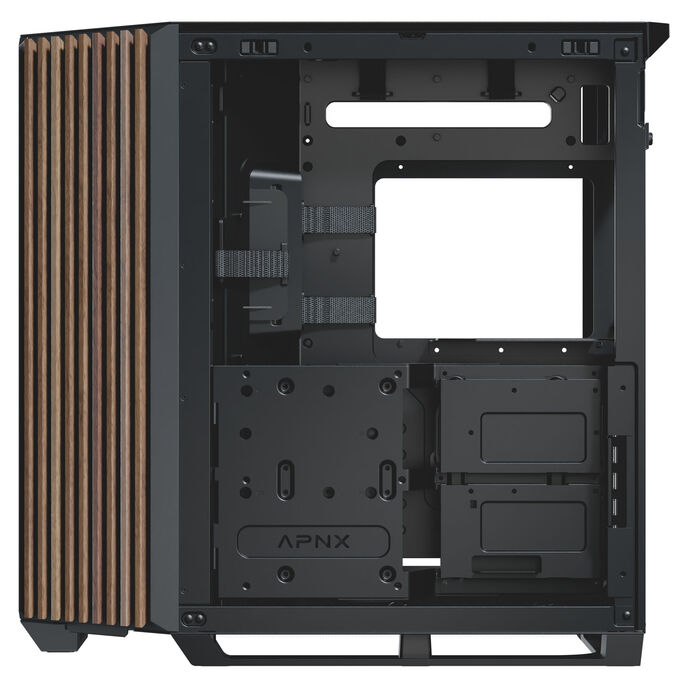 APNX V1 ATX Mid Tower Black / Brown with Tempered Glass Side Panel and USB 3.2 Gen 2x2 Type-C, USB 3.2 Gen 1 Type-A
