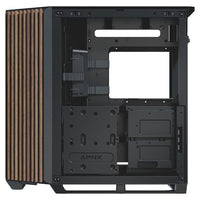 APNX V1 ATX Mid Tower Black / Brown with Tempered Glass Side Panel and USB 3.2 Gen 2x2 Type-C, USB 3.2 Gen 1 Type-A