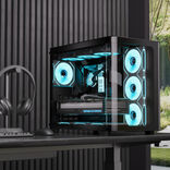 Aerocool P500C Tour Midi ATX Noir avec Panneau Latéral en Verre Trempé et USB 3.2 Gen 1 Type-A, USB 2.0 Type-A