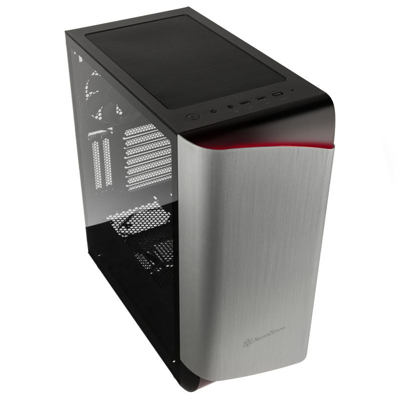 Silverstone SETA A1 ATX Mid Tower Silver / Black with Tempered Glass Side Panel, USB 3.2 Gen 2 Type-C, USB 3.2 Gen 1 Type-A