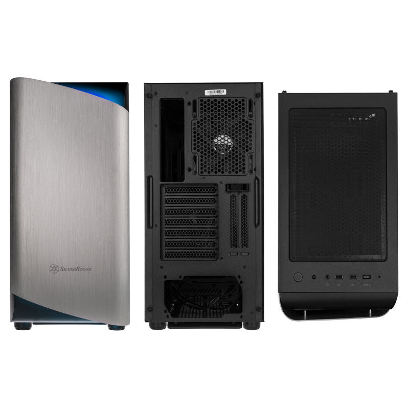 Silverstone SETA A1 ATX Mid Tower Silver / Black with Tempered Glass Side Panel, USB 3.2 Gen 2 Type-C, USB 3.2 Gen 1 Type-A