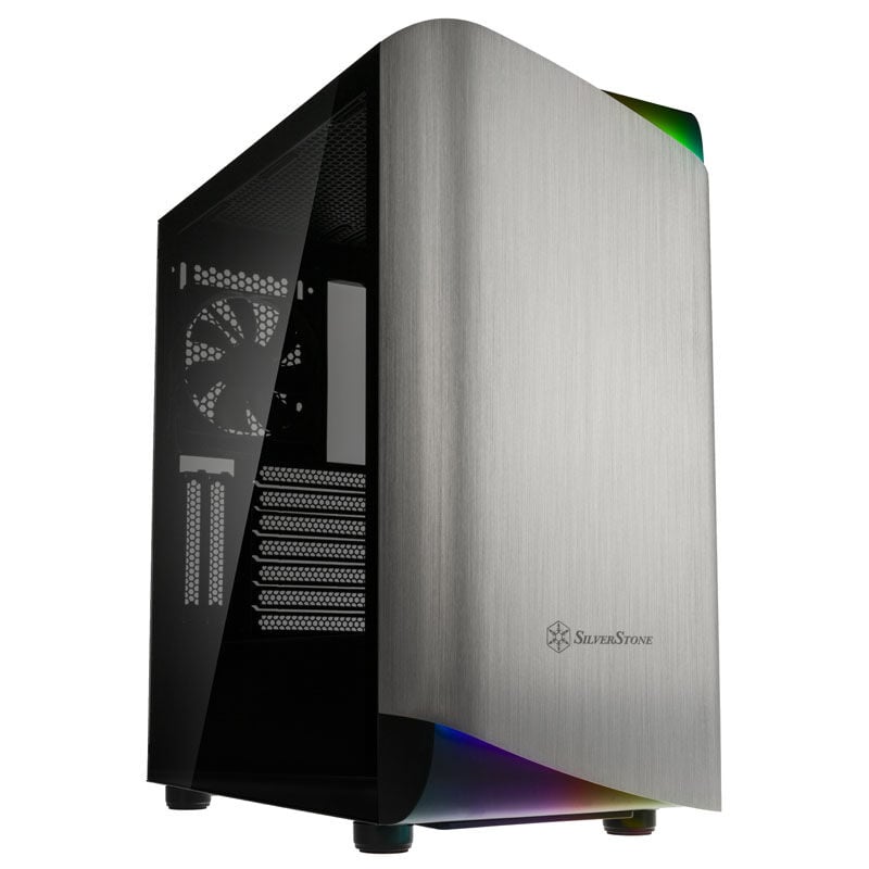 Silverstone SETA A1 ATX Mid Tower Silver / Black with Tempered Glass Side Panel, USB 3.2 Gen 2 Type-C, USB 3.2 Gen 1 Type-A