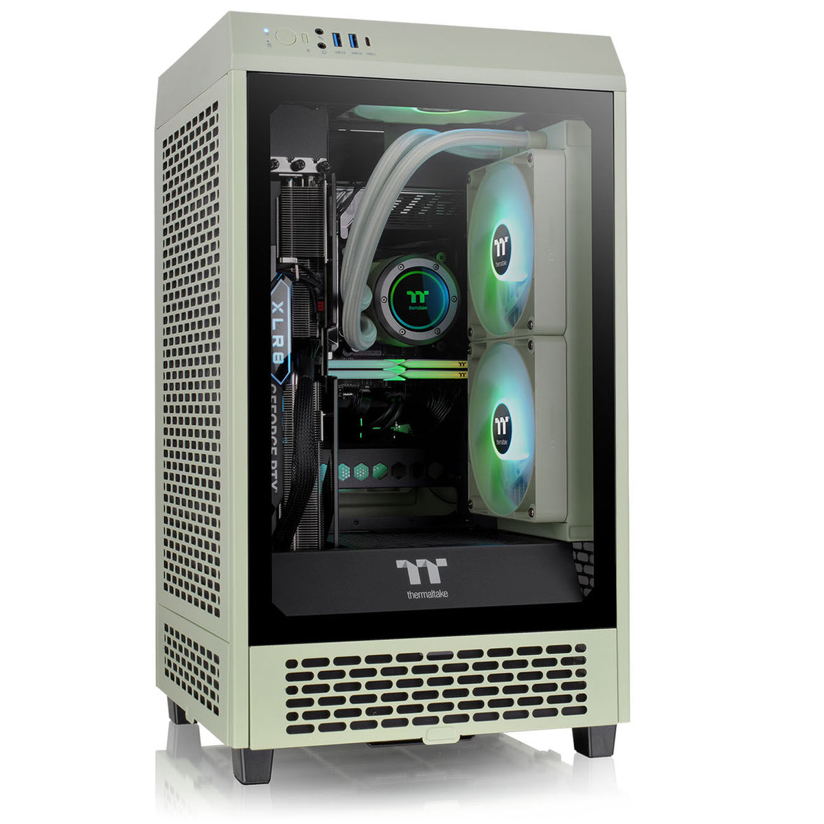 Thermaltake The Tower 200 Mini-ITX Tower Beige Tempered Glass Side Panel, USB 3.2 Gen 2 Type-C Front Panel