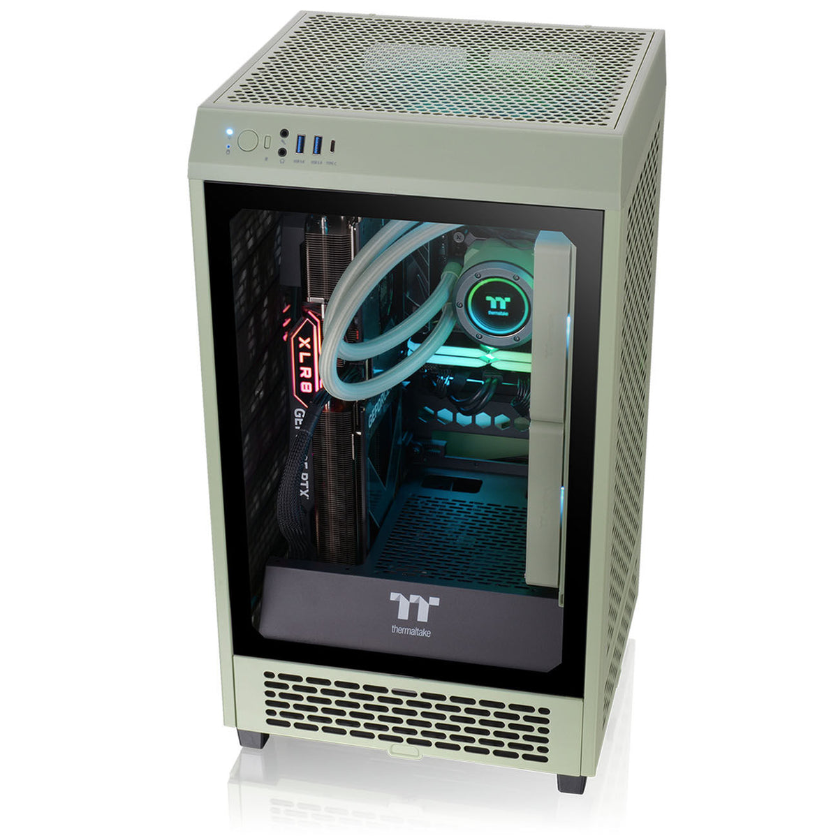 Thermaltake The Tower 200 Mini-ITX Tower Beige Tempered Glass Side Panel, USB 3.2 Gen 2 Type-C Front Panel