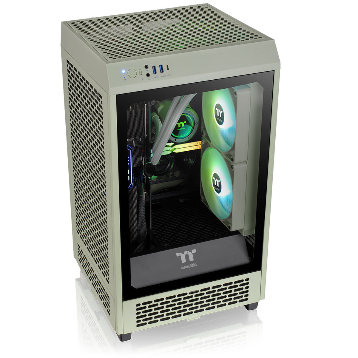 Thermaltake The Tower 200 Mini-ITX Tower Beige Tempered Glass Side Panel, USB 3.2 Gen 2 Type-C Front Panel