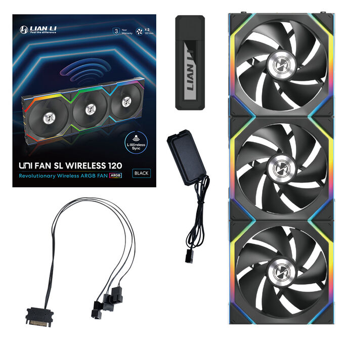Lian Li UNI FAN SL 120mm Noir PWM RVB adressable sans fil Pack de 3