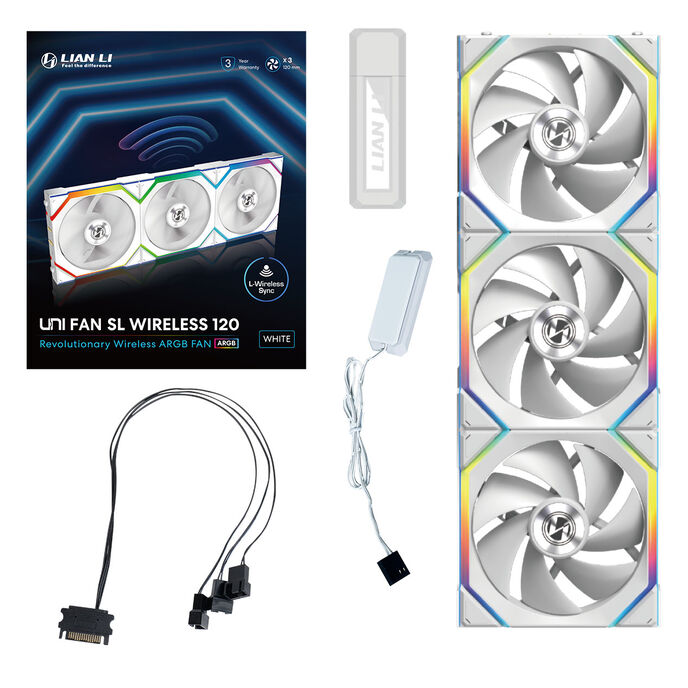 Lian Li UNI FAN SL sans fil 120mm blanc PWM RVB adressable 64.05 CFM triple pack