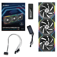 Lian Li UNI FAN SL Wireless ARGB PWM Lüfter, 3er-Pack inkl. Controller - Reverse Blade, 120 mm, schwarz
