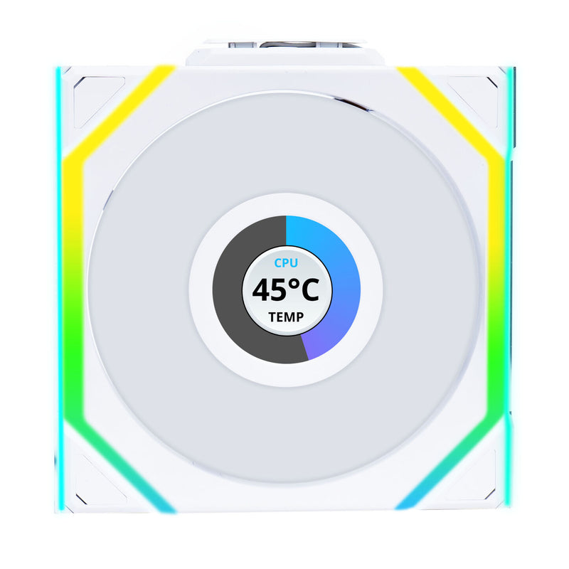 Lian Li UNI FAN SL Wireless LCD Lüfter, ARGB, PWM - Reverse Blade, 120 mm, weiß