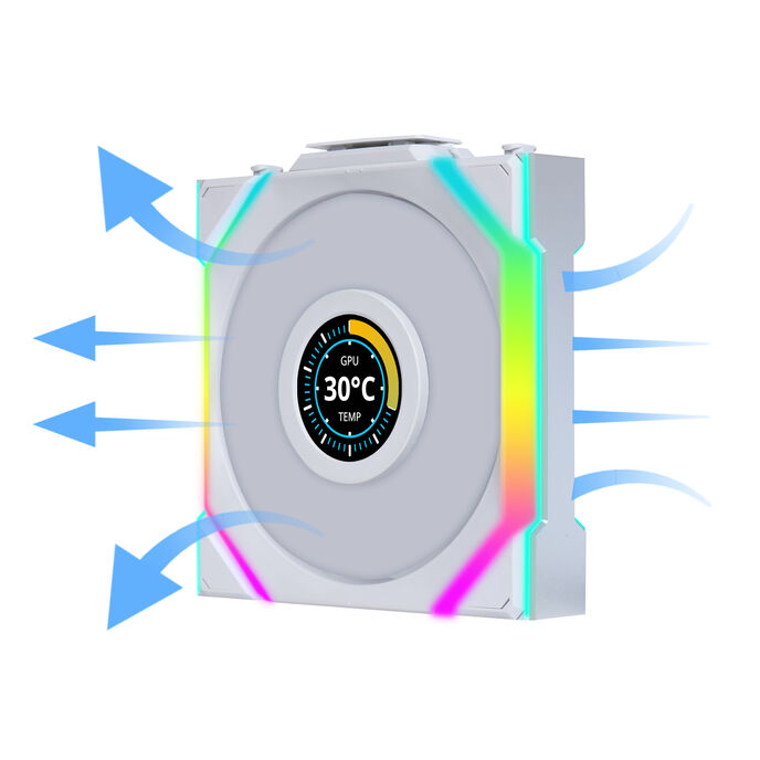 Lian Li UNI FAN SL Wireless LCD Lüfter, ARGB, PWM - Reverse Blade, 120 mm, weiß