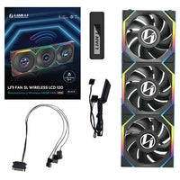 Lian Li UNI FAN SL Wireless LCD Lüfter, ARGB, PWM, 3er-Pack inkl. Controller - 120 mm, schwarz