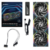 Lian Li UNI FAN SL Wireless LCD 120mm Black Addressable RGB PWM 51.45 CFM Reverse 3-Pack