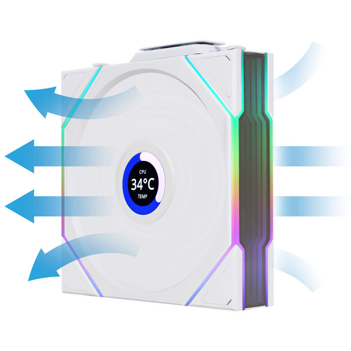 Lian Li UNI FAN TL120 LCD Wireless 120mm White Reverse Blade