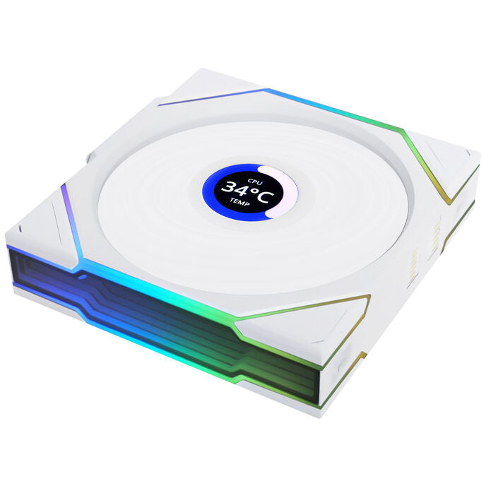 Lian Li UNI FAN TL LCD 120mm Blanc PWM Reverse ARGB Sans Fil Pack de 3