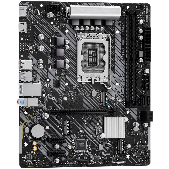 ASRock B760M-H2/M.2 Mainboard, Sockel 1700, Intel B760, mATX, DDR5