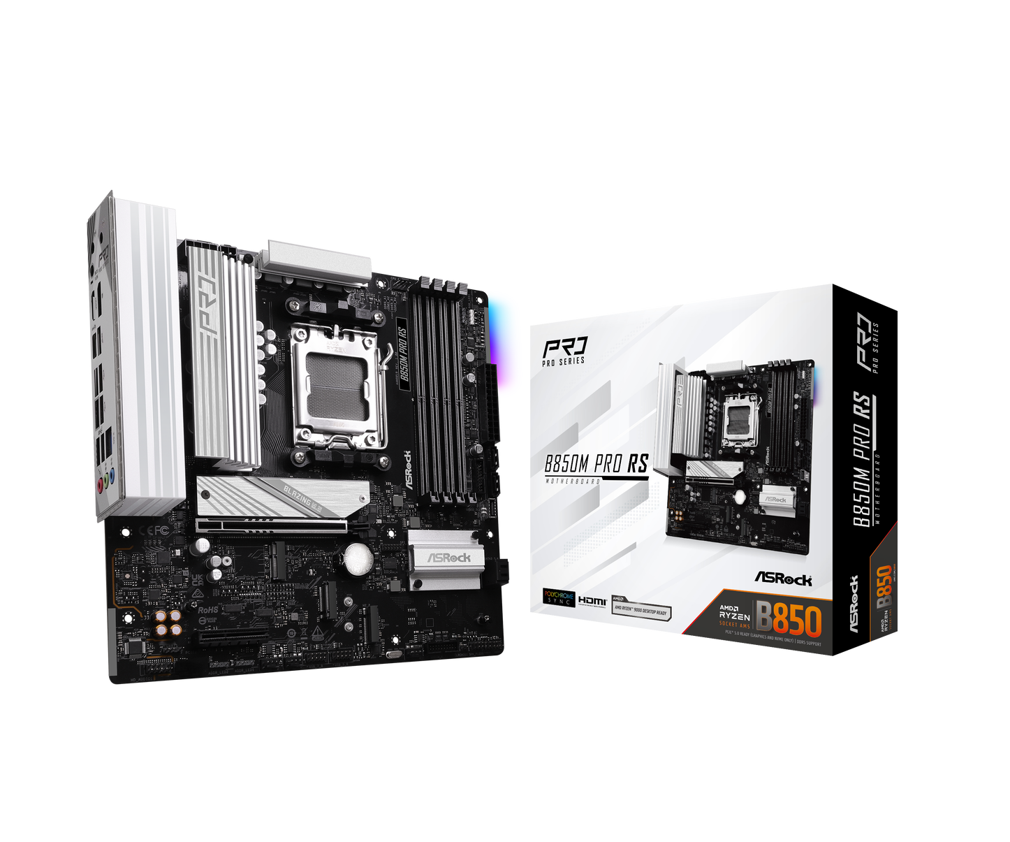 ASROCK B850M Pro RS Mainboard, Sockel AM5, AMD B850, Micro-ATX, DDR5