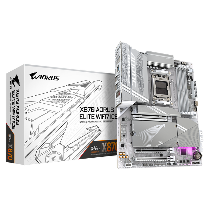 Gigabyte X870 AORUS Elite WF7 ICE, AMD X870 Mainboard - Sockel AM5, DDR5