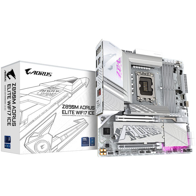 GIGABYTE Z890M Aorus Elite WF7 ICE Mainboard, Sockel LGA 1851, Intel Z890, mATX, DDR5