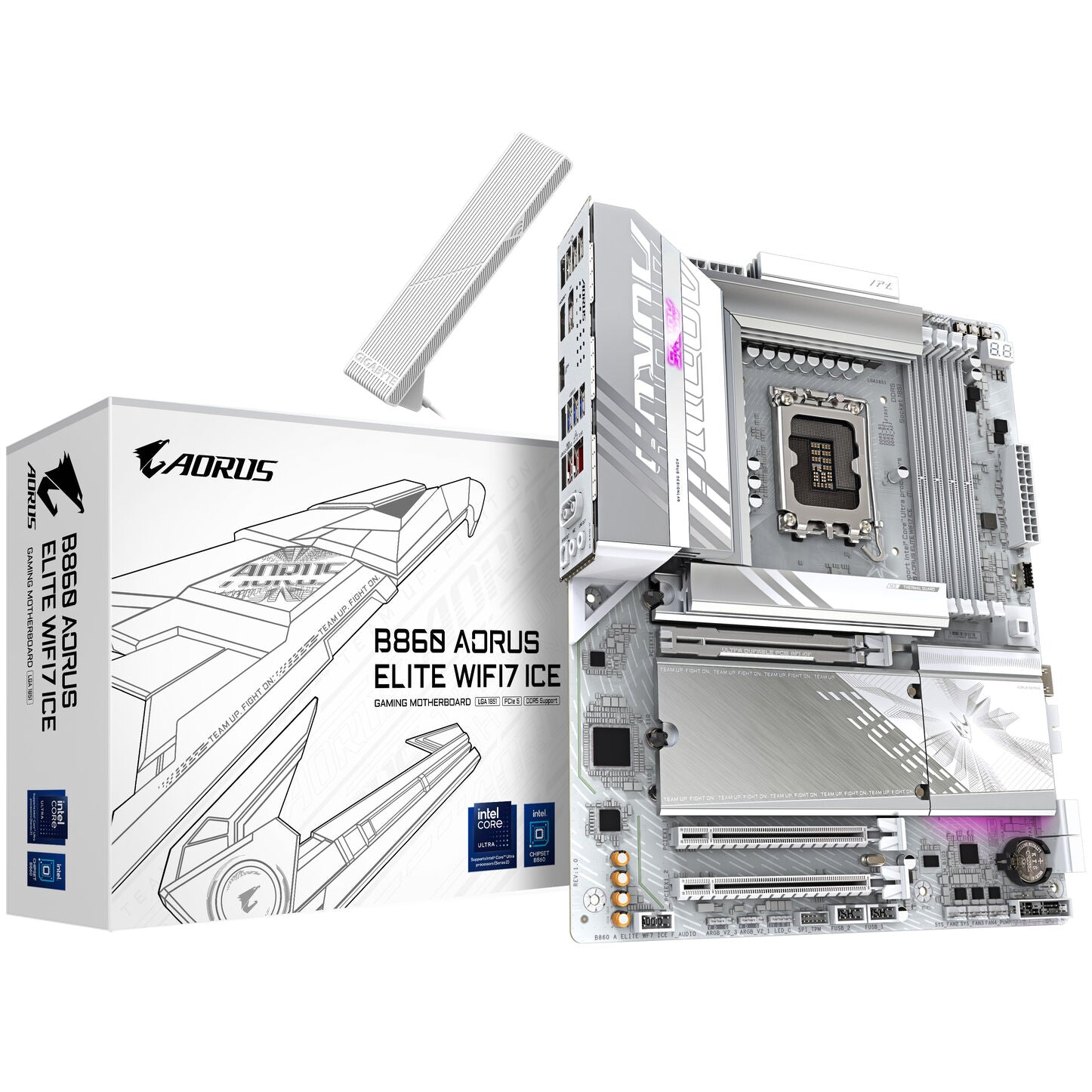 Gigabyte B860 Aorus Elite WiFi7 ICE Mainboard, Sockel LGA 1851, Intel B860, ATX, DDR5