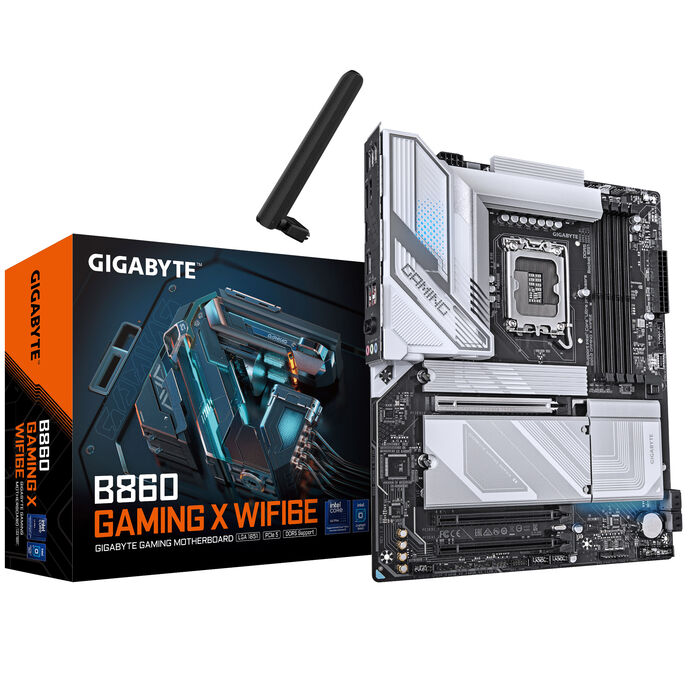 Gigabyte B860 Gaming X WiFi6E Mainboard, Sockel LGA 1851, Intel B860, ATX, DDR5