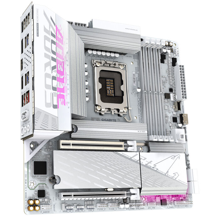 GIGABYTE B860M Aorus Elite WiFi6E ICE Mainboard, Sockel LGA 1851, Intel B860, mATX, DDR5