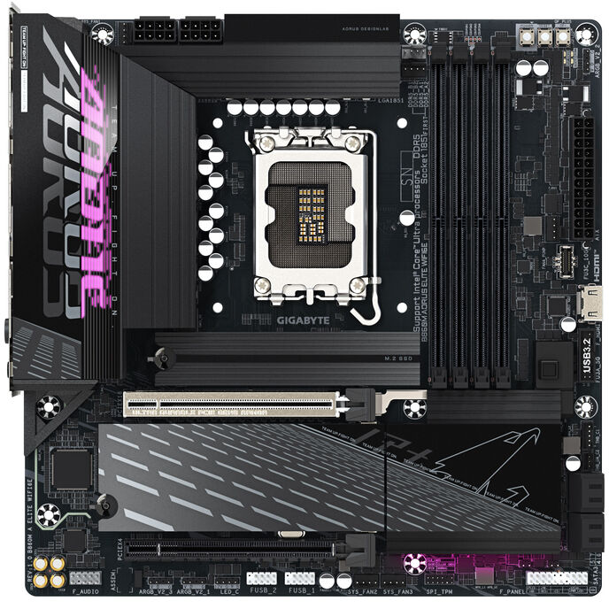 GIGABYTE B860M Aorus Elite WiFi6E Mainboard, Sockel LGA 1851, Intel B860, mATX, DDR5