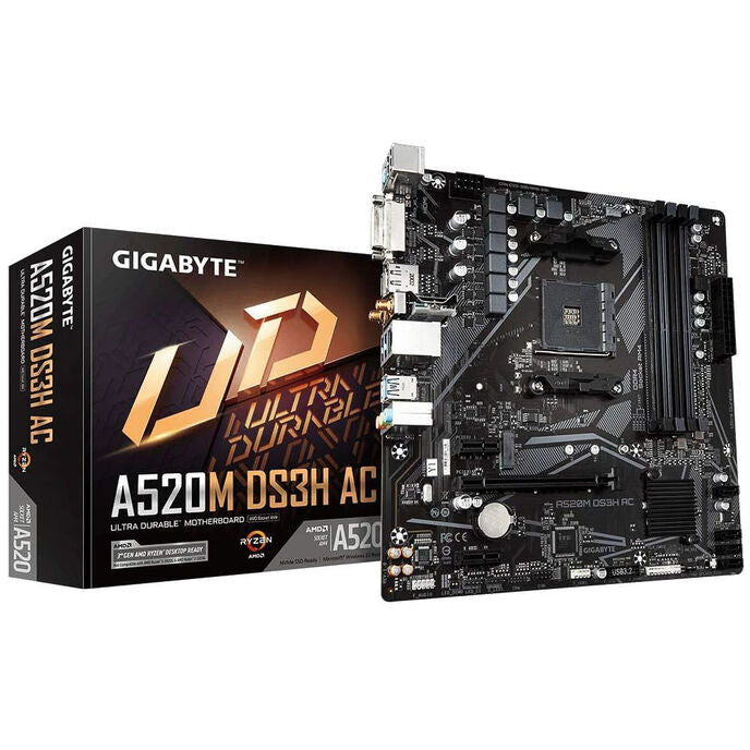 GIGABYTE A520M DS3H AC Mainboard, Sockel AM4, AMD A520, Micro-ATX, DDR4