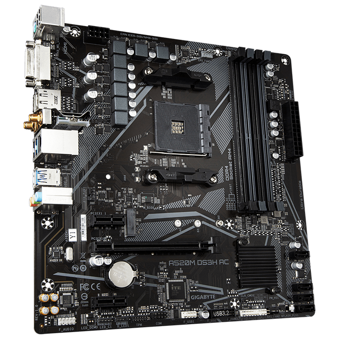 GIGABYTE A520M DS3H AC Mainboard, Sockel AM4, AMD A520, Micro-ATX, DDR4