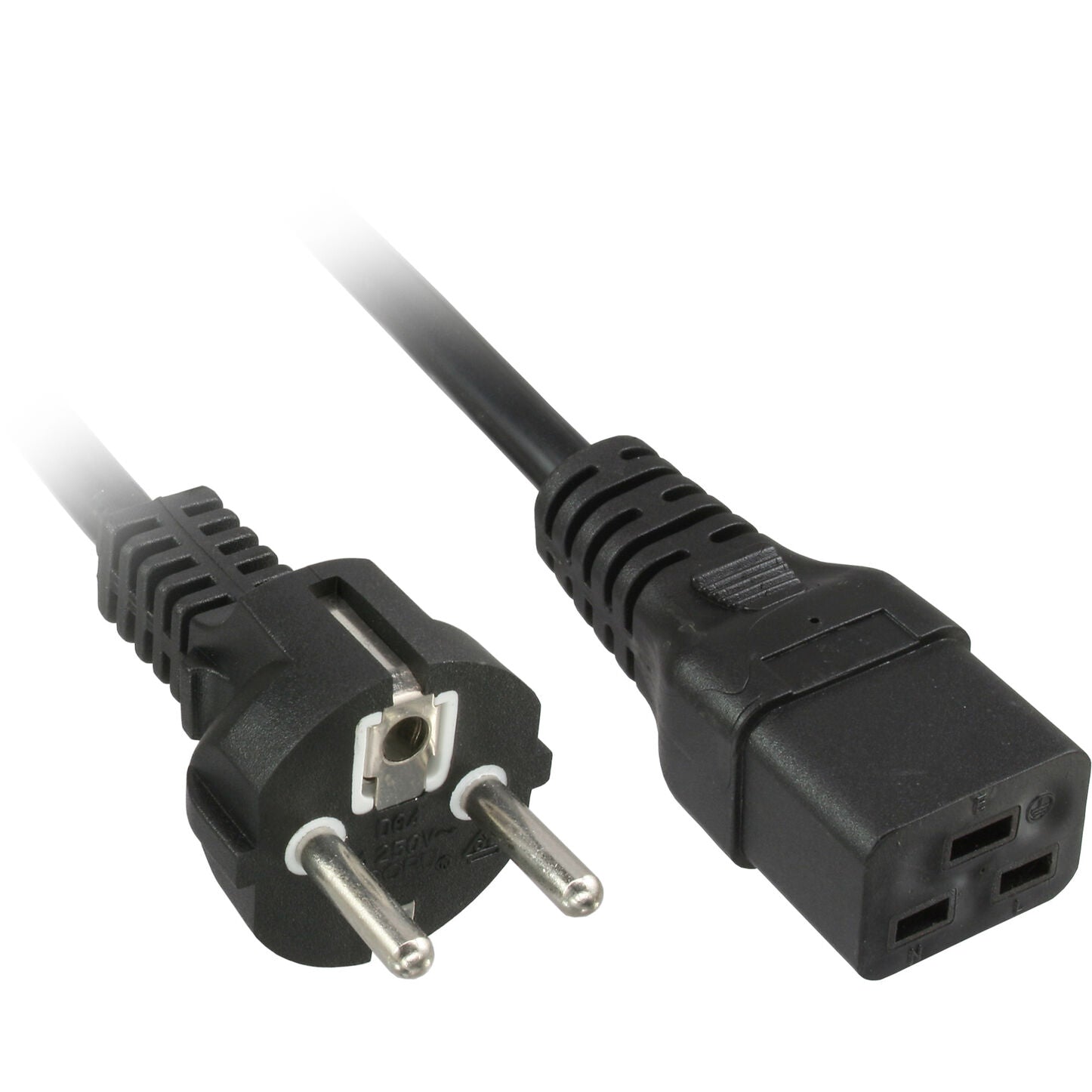 InLine Netzkabel C19, 16A, Schutzkontakt, gerade - schwarz