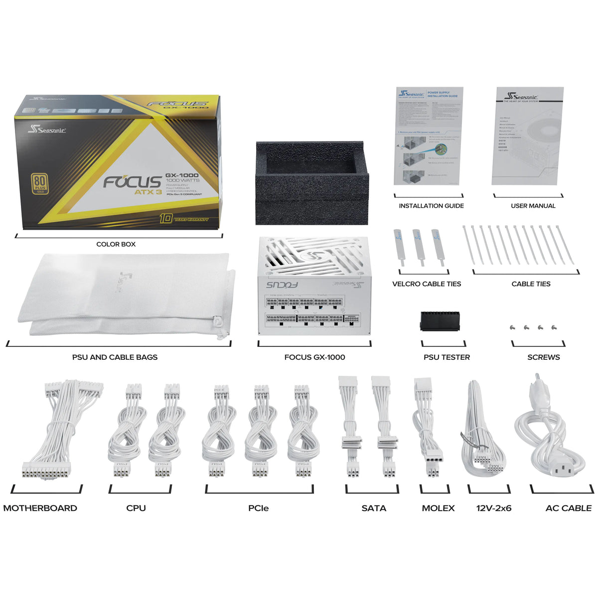 SeaSonic Focus GX V4 ATX 3 (2024) ATX 1000W Fully Modular 80+ Gold Certified