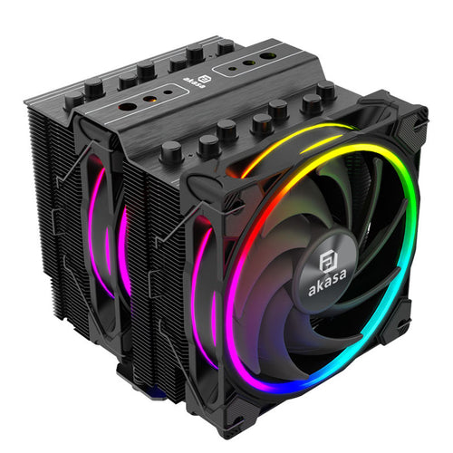 Akasa Soho H7 Dual Tower CPU-Kühler, ARGB 120 mm, schwarz