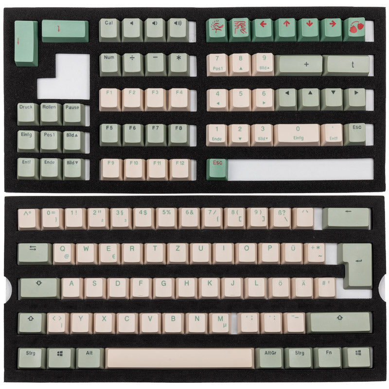 Ducky PBT Double-Shot Keycap Set Matcha - DE Layout